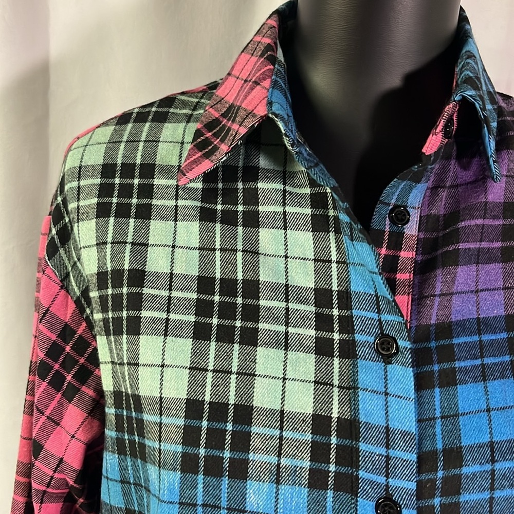 NWT Cider Multicolor Plaid Patchwork Oversized Bu… - image 5